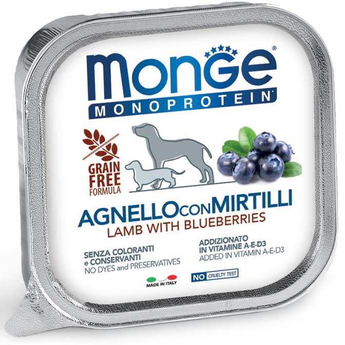 Monge - Dog Monoproteico Frutta Agnello / Mirtilli gr.150 x 24p.