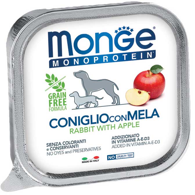 Monge - Dog Monoproteico Frutta Coniglio / Mela gr.150 x 24p.