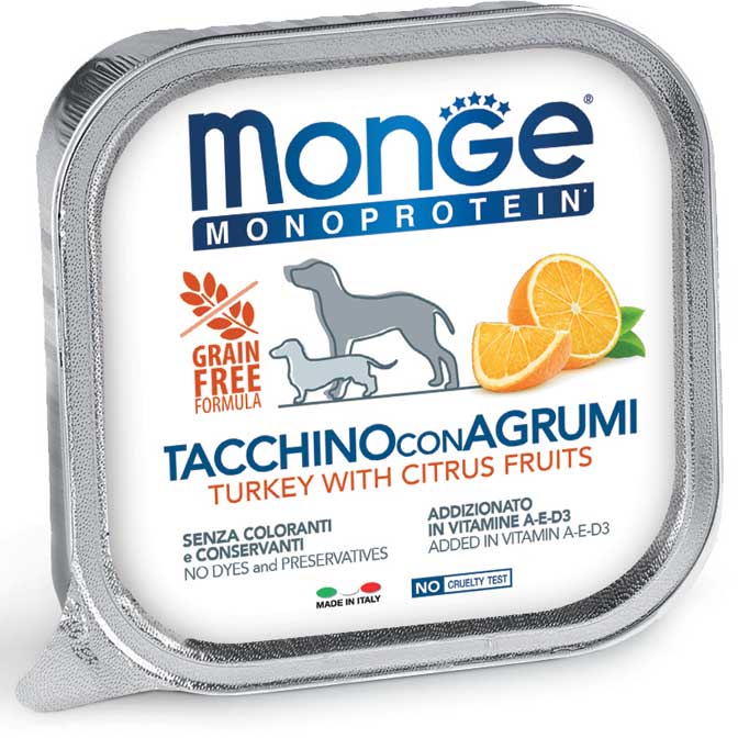 Monge - Dog Monoproteico Frutta Tacchino e Agrumi gr.150 x 24p.