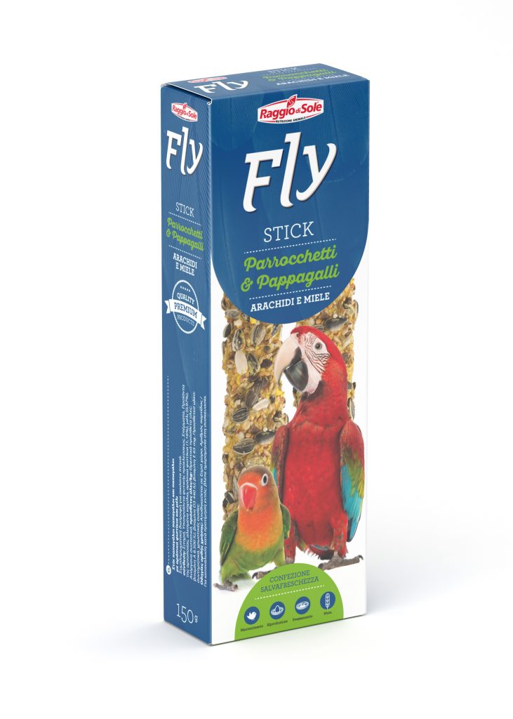 Fly - Ornitologia Stick Parrocchetto e Pappagalli Arachidi e Miele Astucci x 2p. da gr.150